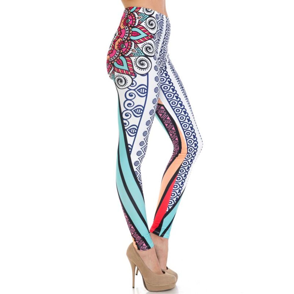 Creamy Soft Sexy Vertical Contouring Mandala Plus Size Leggings - USA Fashion